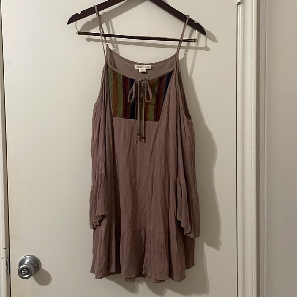 Double Zero Beige Sleeveless Blouse with Colorful Stripes